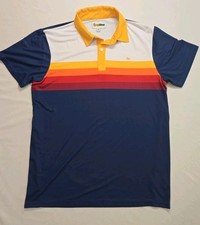 Tipsy Elves Mens Golf Polo Shirt XXL Slice of Sunset Retro Stripe Performance...