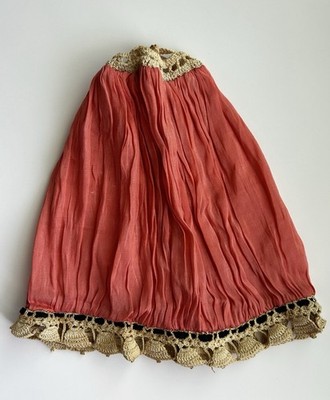 Antique 1920s Peach Boudoir Sleep Cap Flapper Crochet Lace  display picture 3