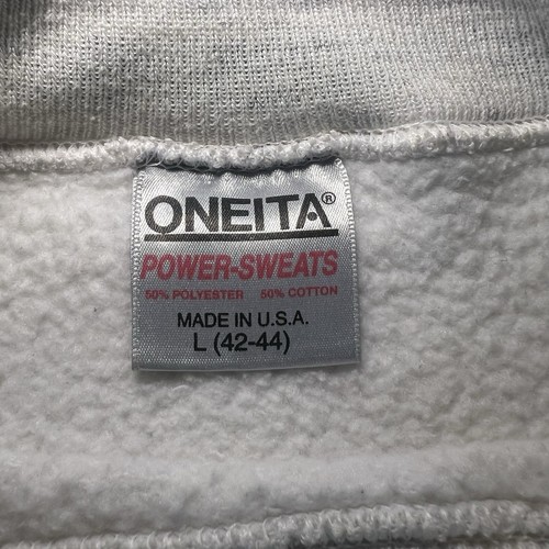 90s Oneita Power-Sweats Bon Aire Resort Womens L Crewneck Gray USA Made Sweater - Picture 7 of 10