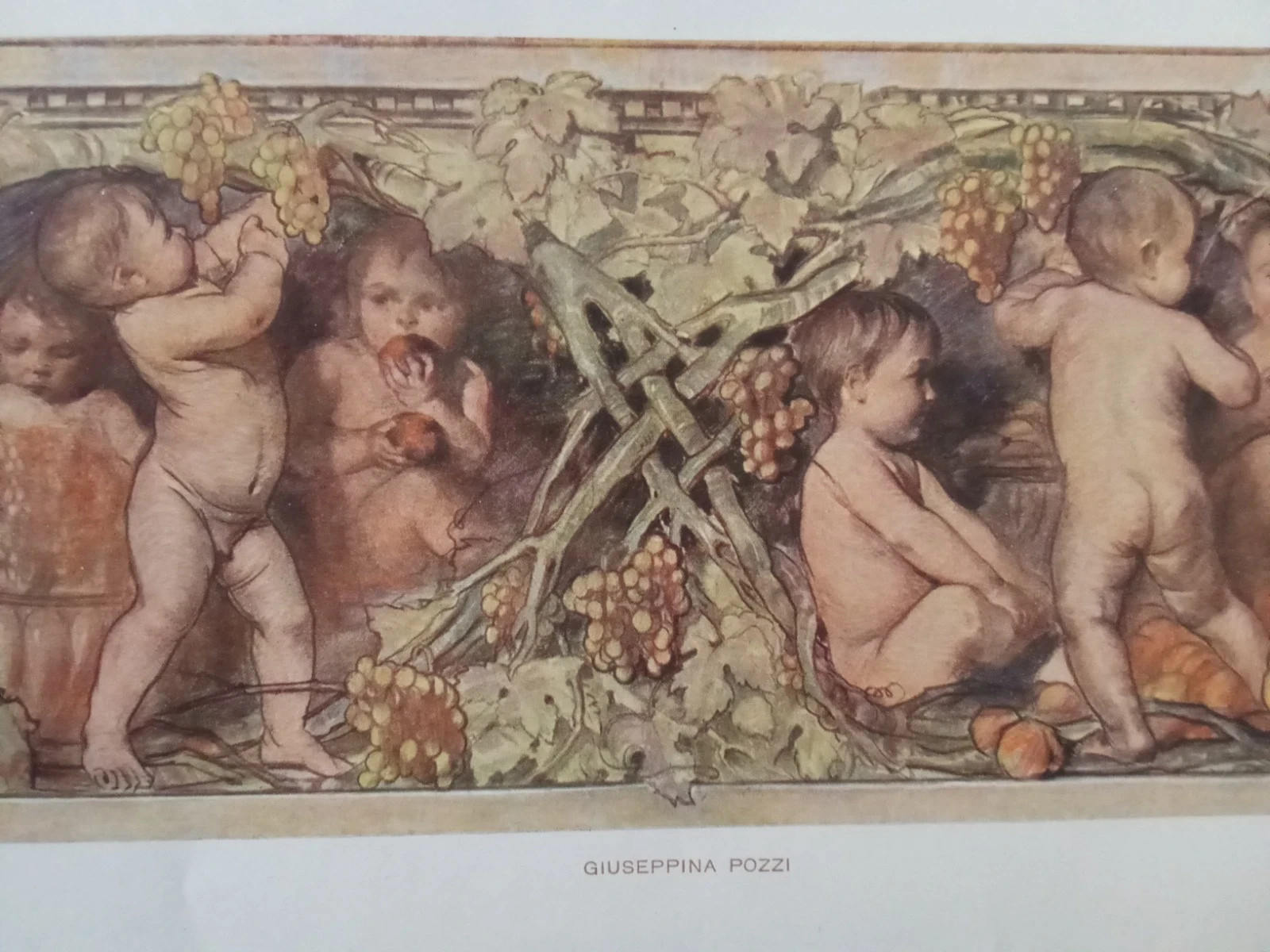 1920 Ca. Liberty Art Nouveau Decorative Frieze With Cherubs By Cirincione Pump
