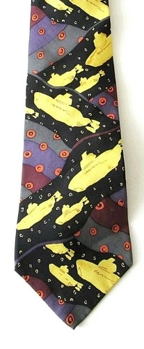 Mens The Beatles Apple Corps Yellow Submarine Multi Color Abstract 100% Silk Tie