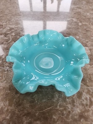 Fenton Paster Aqua/green Hobnail Bon Bon Dish