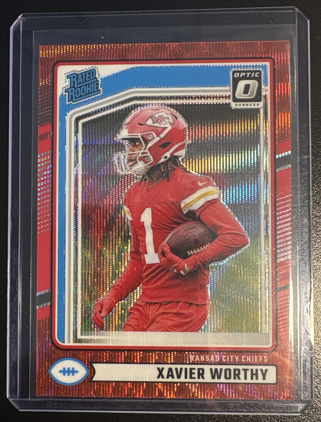 Xavier Worthy Panini Donruss #398 Optic Preview-Red Wave