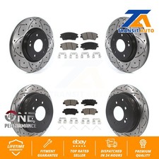 Front Rear Drilled Slot Disc Brake Rotors Ceramic Pad Kit For Hyundai Tucson Kia
