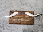 Vintage 50s Old Sunny Brook Whiskey Litho Longhorn Sign Louisville KY Distillery