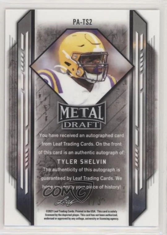 2021 Leaf Metal Draft Portrait Auto Red Crystals /3 Tyler Shelvin #PA-TS2 Auto - Image 2 of 2