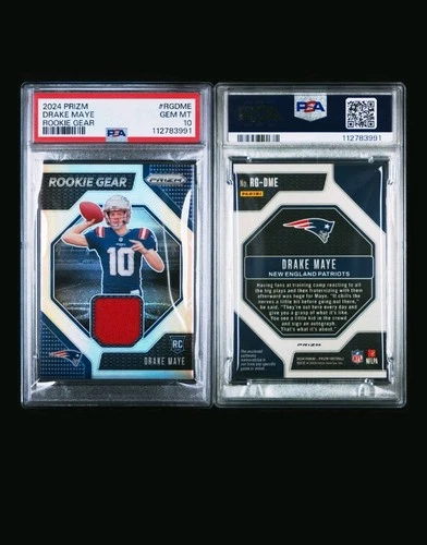 🔥🔥🔥2024 Panini PRIZIM - PSA 10 ROOKIE Gear Drake Maye #RG-DME 🔥🔥🔥