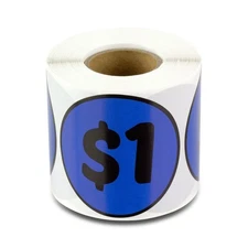 1 Dollar Price Stickers (2 inch, Navy, Circle Dot - 300 Labels) 1 Dollar Stic...
