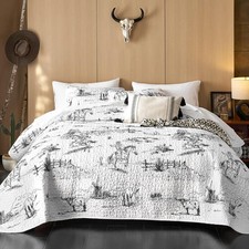 - Western Quilt Set, Rustic Ranch Life with Cowboy Southwestern Vintage Count...