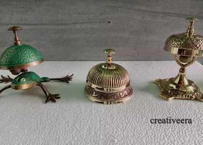 Lot of 3 Pieces Antique Desk Call /Hotel Counter Solid Brass Premium Bells 