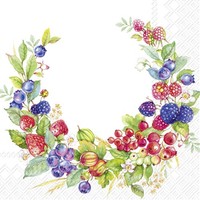 Ihr Summer Berries Wreath Lunch-Servietten Papier-Servietten Blumen 33X33 Cm Rot