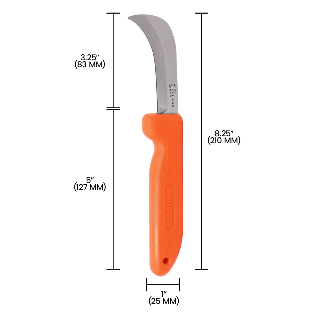 Zenport K103-O Harvest Utility Knife, 3 Inch Stainless Steel Blade