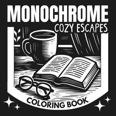 Monochrome Cozy Escapes Coloring Book: Reverse Black & White Coloring Book for A