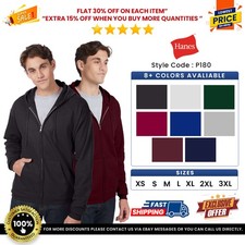 Hanes P180 Men's Zip-Up EcoSmart Fleece Soft Full-Zip Hooded Sweatshirt Hoodie