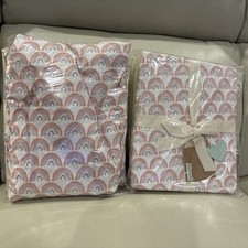 Allswell Littles Baby Crib 2x2-Pack 4 Fitted Sheets, New, Warm Rainbow  Ecru