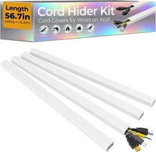 56.7In Cable Hider Cord Hider, Wire Covers for 2-4 Cords on Wall, Premium Cord C