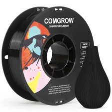 Comgrow PETG 3D Printer Filament 1.75mm, High Precision and Tough 2LBS, Black 