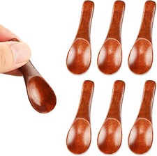 6 Pcs Small Wooden Spoons 2.36in Mini Spoon for Salt Spice Jars Ice Cream Honey