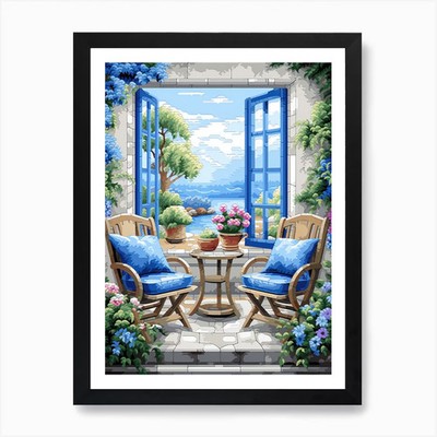 Fensterblick 1 Kunstdruck gerahmt Wand gerahmt Wandbild Poster Leinwanddruck Bild