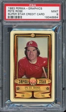 1983 Perma-graphics Super Star Credit Cards Baseball Pete Rose PSA 9