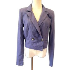 Jason Wu Purple Linen Blazer Small  310 Cropped Two Buttons