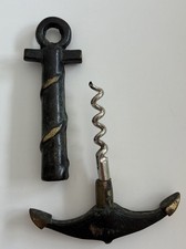 alter Korkenzieher Anker Marine Messing zweiteilig Vintage