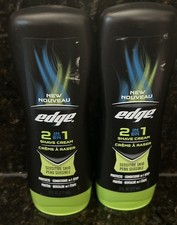 Lot of 2 NEW Edge 2 In 1 Shave Cream Sensitive Skin, Protects Conditions, 6 oz