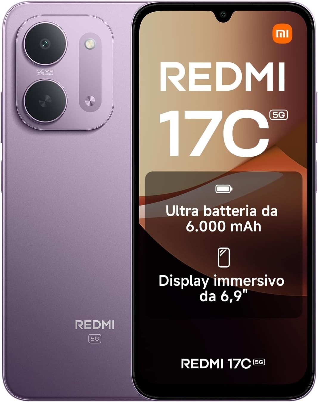 XIAOMI REDMI 17C 5G DUAL SIM 4GB RAM 128GB PURPLE LCD 6,9'' 6000MAH GAR ITALIA