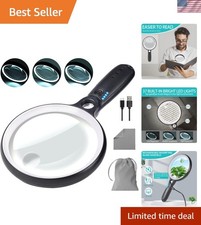 Large Magnifying Glass with 37 LED Light, 10X 20X 45X Handheld Illuminated Li...
