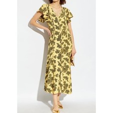 Ulla Johnson Evette Dress Solaris Yellow Black Floral Midi Size 2 NWOT