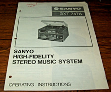 SANYO GXT 747A HIGH-FIDELITY STEREO MUSIC SYSTEM OPERATING INSTRUCTIONS manual