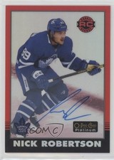 2020-21 O-Pee-Chee Platinum Retro Rookies Rainbow Red Nick Robertson Auto 03uh