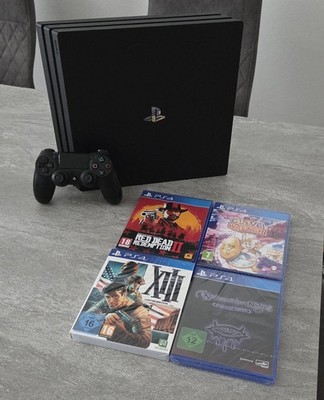 Sony PlayStation 4 Pro Konsole (CUH-7116B) 1TB inkl. Controller und 4 Spiele