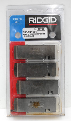 RIDGID 47785 HIGH SPEED UNV PIPE DIES RIGHT HAND 1/2''-3/4'' NPT  SET OF 4PCS