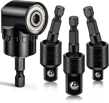Flexible Drill Bit Extension Set with Right Angle Attachment, 360° One Size 