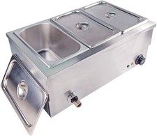 Commercial Bain Marie Food Warmer Stainless Steel Steam Table Temperature Contro