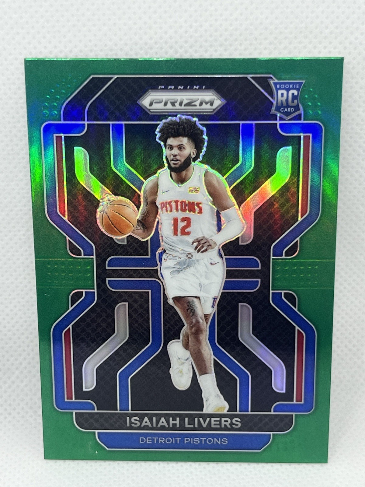 ISAIAH LIVERS 2021-22 Panini Prizm Green RC #296 Detroit Pistons Rookie