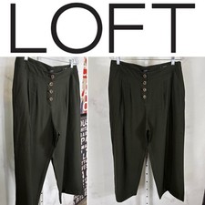 LOFT Women s Hight Waist Wide Leg Dark Green Pants Size 10