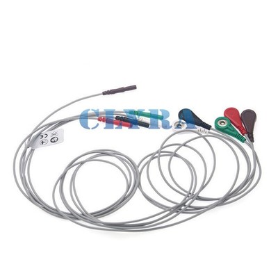 5-leads EEG/EMG/ECG/EKG din1.5 holter cable, Leadwire of Electrode Snap,90cm