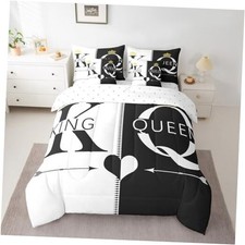 7 Pieces and Queen Comforter Set Size, Gold Crown King Black Black Gold