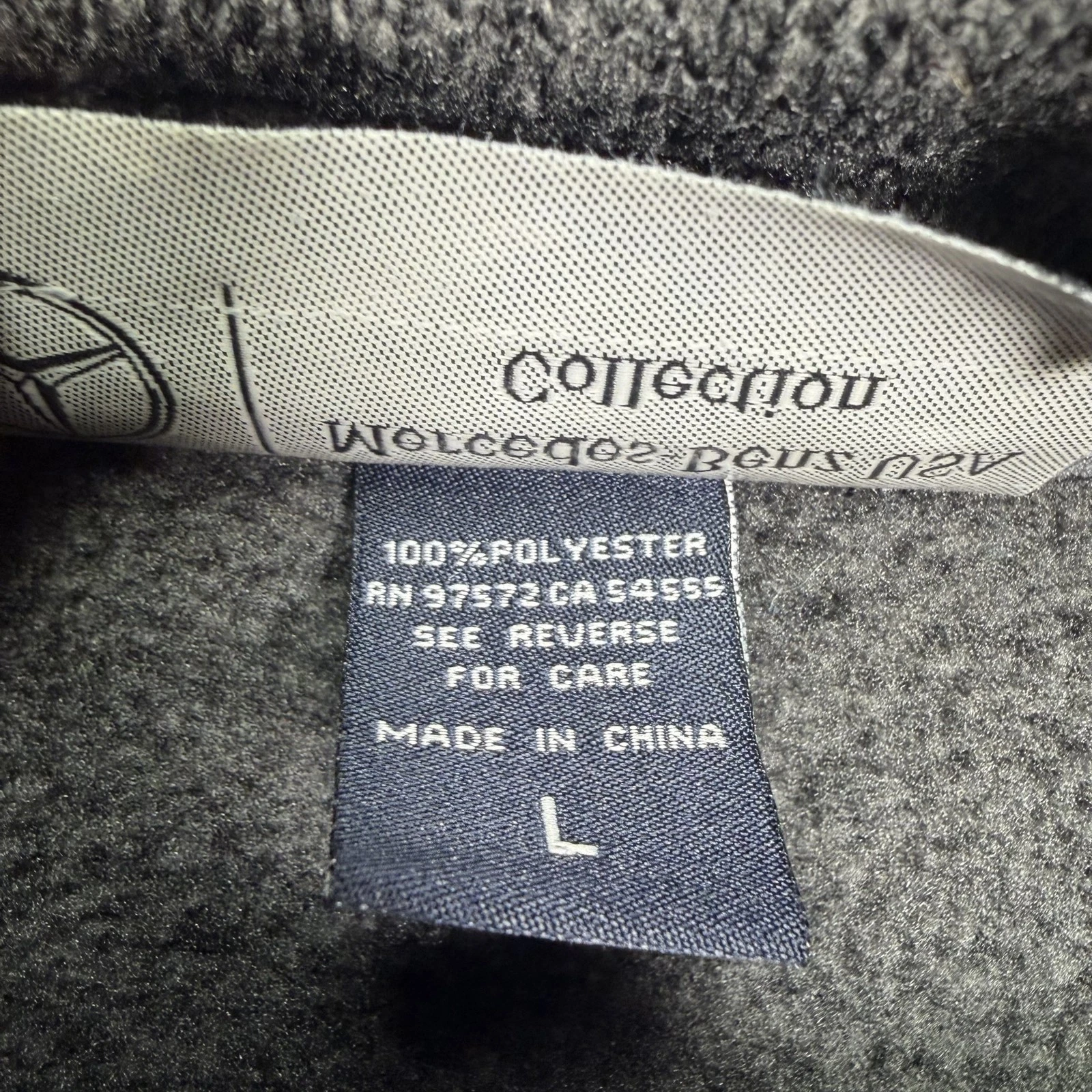 Mercedes-Benz Jacket Mens Large Gray Fleece Full Zip Stand Collar Logo Pockets image 4