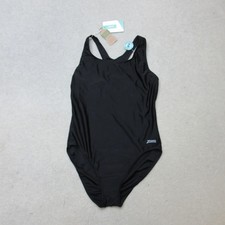 Zoggs Women's Swim Rinse Black One Piece Swimsuit Size 14 EcoFriendly Design