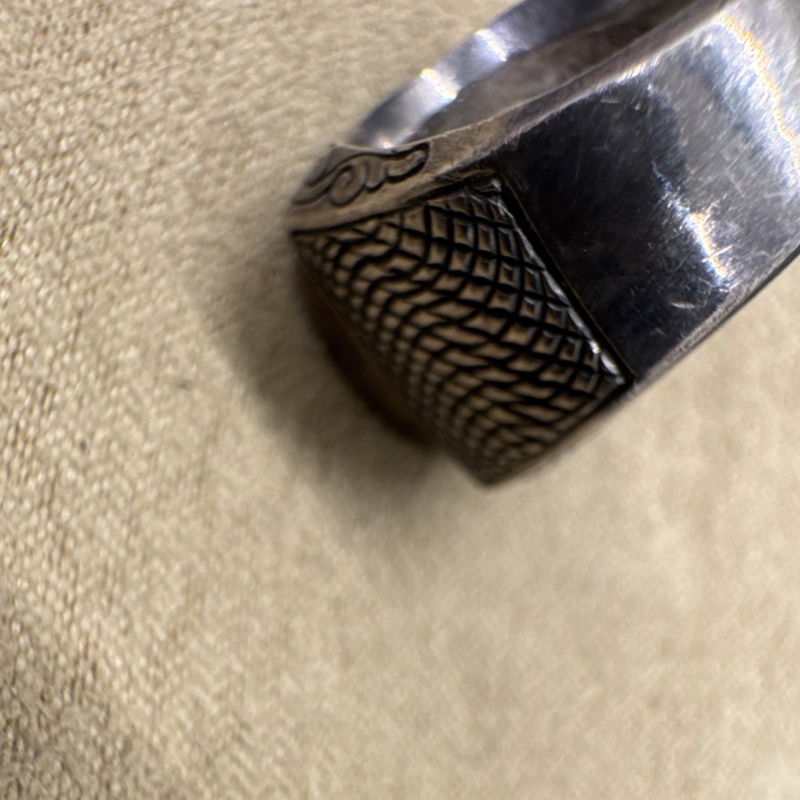 Vintage Silver Band Ring with Rectangular stone S… - image 4