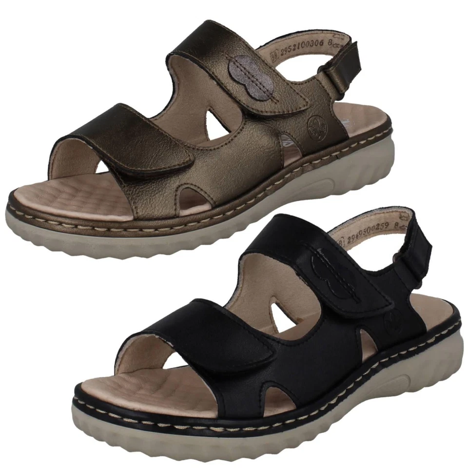 Sandales En Cuir Ajustables Pour Femmes Rieker 60462 - Photo 1/1