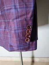 46L Hart Schaffner Marx New York Fit Purple Check Blazer Sport Coat Jacket Hsm