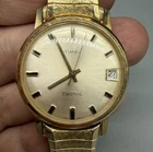 Vintage Timex Electric 10k Gold Filled Date Watch For Repair Parts AS IS