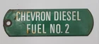 Vintage Chevron Diesel Fuel No. 2 Distressed Rustic Porcelain Metal Gas Pump Tag