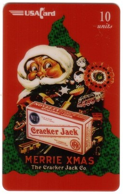 Cracker Jack Weihnachts Telefonkarte 11/96 (Old Tyme Santa) Box & Prizes