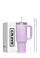 Crave 40oz Tumbler With Handle Straw Stainless Double Wall Lavender
