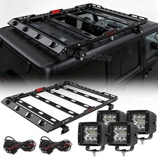 For 2018-2025 Jeep Wrangler Jl Roof Rack Cargo Luggage Carrier Wlightswiring